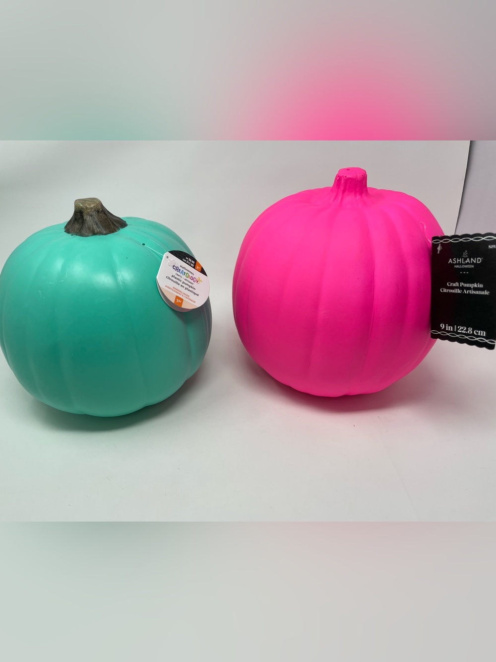 Ashland Craft Pumpkins - Teal and Hot Pink Decorative Pumpkins